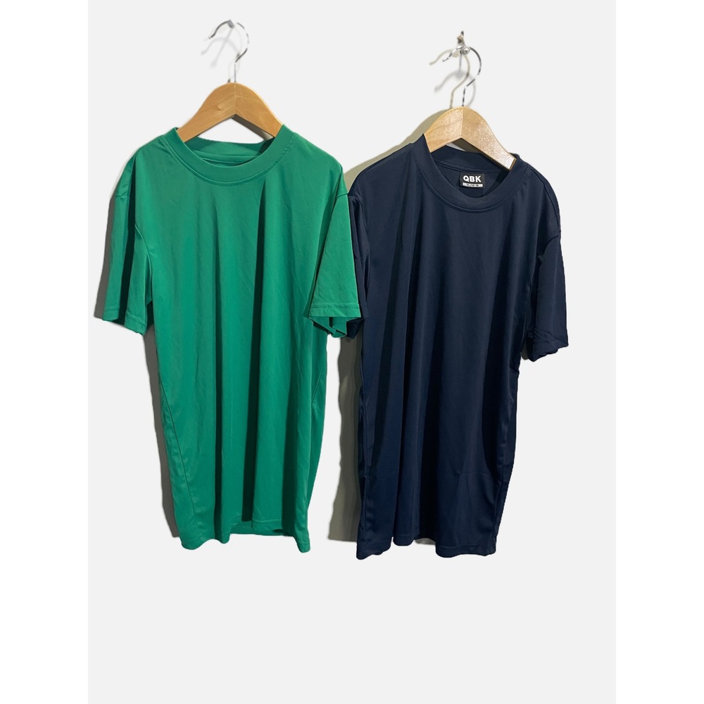 QBK Athletic T-Shirt Kids XL 14-16 Green Navy Blue 2-Pack Sport Performance Tee